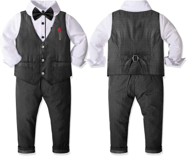 Nwada 4 Piece Boy Suits Boys Wedding Suit Page Boy Party Prom Formal Tuxedo Suits 3-4 Years - Image 4