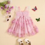 Toddler Baby Girl Summer Butterfly Wings Dress Sleeveless Princess Tutu Dress Fairy Layered Ruffle Birthday Dresses - Image 3