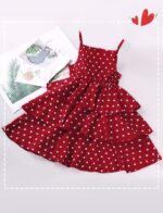 FEOYA Kids Girls Tutu Dress Sleeveless Summer Dress Spaghetti Strap Polka Dot Retro Outfit 3 Layers Ruffle Dress Fashion Casual Clothes for 4-10 Years 110-160 - Image 2