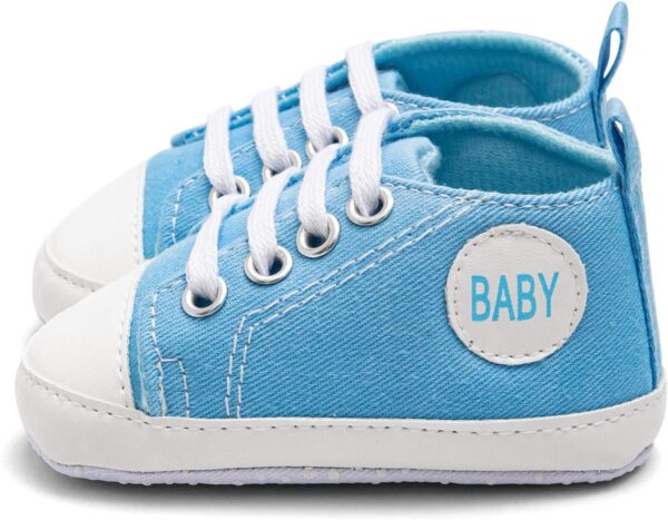Toddler High Top Canvas Laces Up Infant First Walking Shoes Soft Flat Sole Baby Girls Trainers Breathable Boys Cute Lightweight Sneakers Outdoor - Image 4
