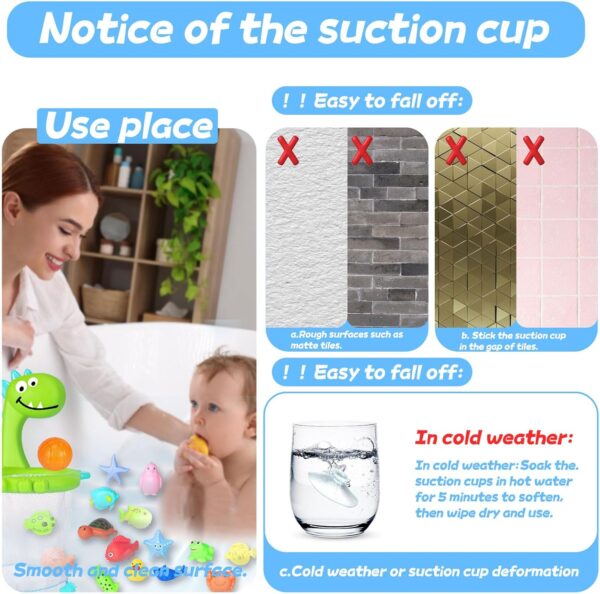 21Pcs Baby Bath Toys, Dinosaur Bathtub Toy for 3-6 Boys and Girls, 1 Dino Fishing Net &1 Fishing Rod & 3 Soft Ball & 15 Sea Animal Rubber Toys Children Fish Catching Game - Image 8