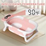 LiveGo Collapsible Baby Bathtub, Foldable Infant Tub for Newborn to Toddler (0-36 Months), Real-Time Temperature Monitor, Soft Cushion, Portable, Anti-Slip Feet, Drain Hole for Easy Use (Pink-A) - Image 2