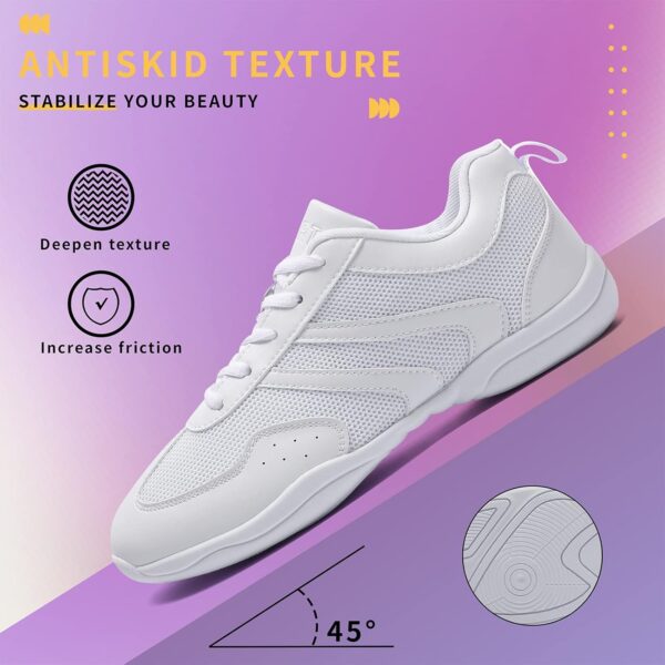 LANDHIKER Cheer Shoes for Women Cheerleading Shoes Girls Teens White Competition Cheerleading Equipment Dance Shoes Athletic Shoes Tennis Training Athletic Shoes Flat Shoes - Image 3