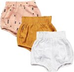 3 Pack of Little Baby Girls Boys Cotton Linen Blend Cute Bloomer Shorts