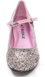 Baby Girls Kids Children Princess Mary Jane Glitter Low Heel Party Wedding Girls Shoes in Silver Gold and Pink Sparkly Glittery Pumps Size UK Kids 9-13