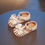 Infant Baby Girls Summer Sandals Closed Toe Bowknot Hollow Out Gladiator Roman Sandals Soft Sole First Walking Shoes Anti Slip Casual Princess Shoes for Toddlers Kids 1-6 Years - Image 5