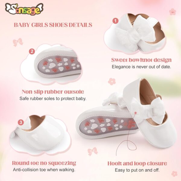 Sonsage Infant Baby Girls Bowknot Mary Jane Toddler PU Leather Soft Sole Princess Wedding Dress First Walking Flats Prewalker Newborn Ballet Shoes - Image 5