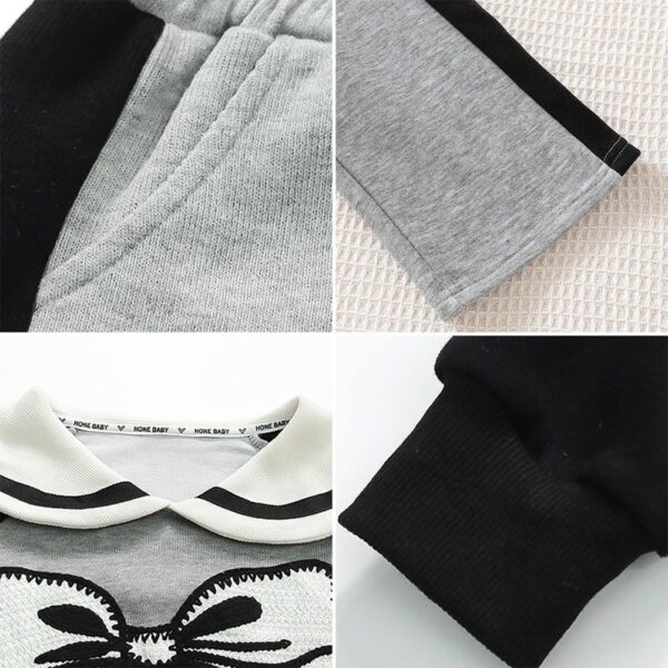 Valcatch Kids Girls Outfits Clothes Set Cute Bowknot Print Contrast color Long Sleeve Cotton Shirt Jumper Pullover Tops Sweatshirt Pants Spring Fall 2 Piece Clothing Set 3-9 Years - Image 7