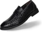 Ophestin Men's Loafers Moccasins Weave Formal Dress Shoes Slip-On Driving Business Shoes