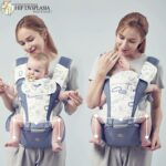 Bebamour Baby Carrier Newborn to Toddler Baby Carrier Hipseat 0-36Months with Head Hood, 3 PCS Teething Pads, Waist Extender, Light Grey - Image 7