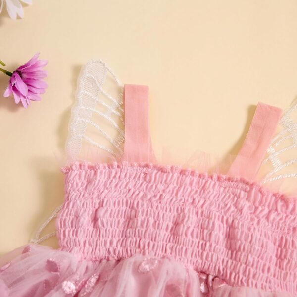 Toddler Baby Girl Summer Butterfly Wings Dress Sleeveless Princess Tutu Dress Fairy Layered Ruffle Birthday Dresses - Image 6