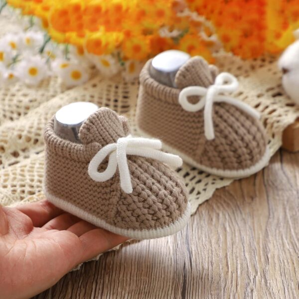 LAWKUL Baby Booties Knit Newborn Shoes Cozy First Walkers Infant Toddler Boots for Boy Girls 0-3 Months - Image 2