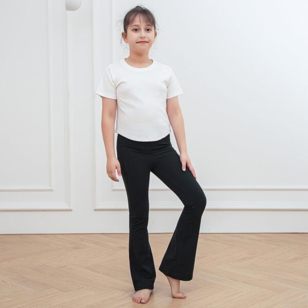 KAKU NANU Girls Flared Legging High Waisted 5-12 Years School Trousers Black Grey Yoga Pants Sports Dance Joggers Leggings - Image 2