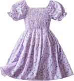 JiAmy Girls Dress Princess Puff Short Sleeve Summer Floral Baby Kids Dresses Lightweight Lovely Casual for 2-7 Years