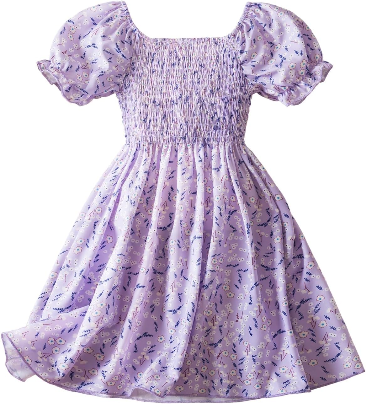 718EmJMFmsL._AC_SL1500_.jpg JiAmy Girls Dress Princess Puff Short Sleeve Summer Floral Baby Kids Dresses Lightweight Lovely Casual for 2-7 Years - Image 1