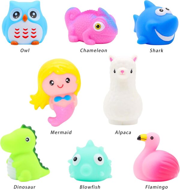 yoliyogo Animal Toy Bath Floating Toy with Auto Flashing Early Learning Toy Package with 8 Pcs Dinosaur Shark Flamingo Mermaid Bathtub Shower Toy Gift for Kids and Pets - Image 5