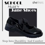 shelikes Girls Back to School Shoes Mary Jane Flat Shoes with Detachable Bow & Black Patent Shiny Ankle Strap - Image 2