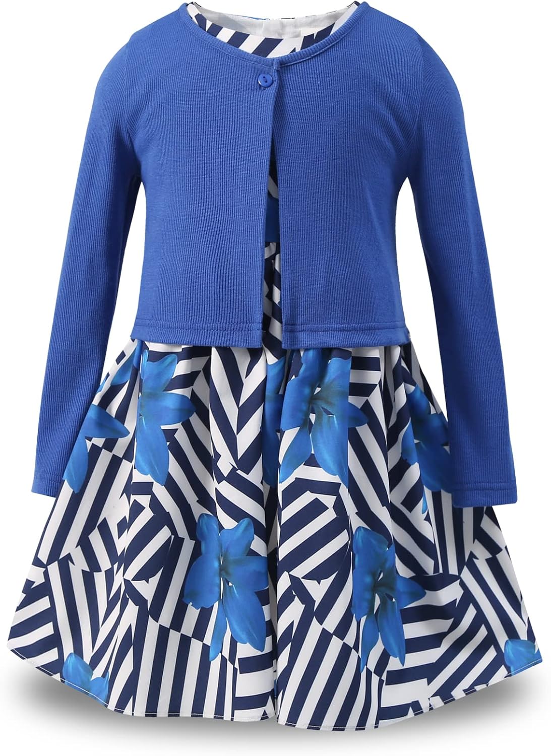 718n-jrkB1L._AC_SL1500_.jpg BONNY BILLY Girls Clothing Set 2 Pieces Long Sleeve Cardigan + Sleeveless Floral Print Dress Sets and Outfits - Image 1