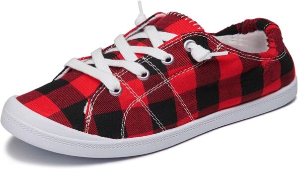 Casual Slip on Shoes for Women Under 30 Women's Canvas Shoes Vulcanize Soft Ladies Autumn Loafers Flat Shoes Shoes Casual for Baby Boy (Red, 8) - Image 3