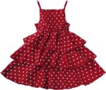 FEOYA Kids Girls Tutu Dress Sleeveless Summer Dress Spaghetti Strap Polka Dot Retro Outfit 3 Layers Ruffle Dress Fashion Casual Clothes for 4-10 Years 110-160
