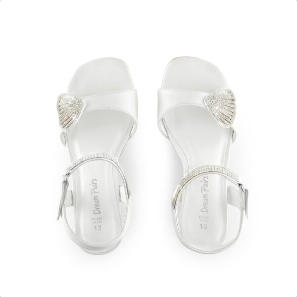 DREAM PAIRS Girls Sandals Ankle Strap Square Toe Low Heel Crysta Shell Wedding Party Flower Dress Shoes - Image 5