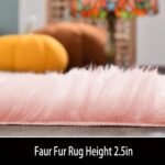 Rugs Living Room,Pink Sheepskin Rug,High Pile Fluffy Faux Fur Rug,Area Rugs for Bedroom,Shaggy Fur Rug for Lounge Room,Non-Slip Washable Rug（Pink-Irregular,60x120cm） - Image 4