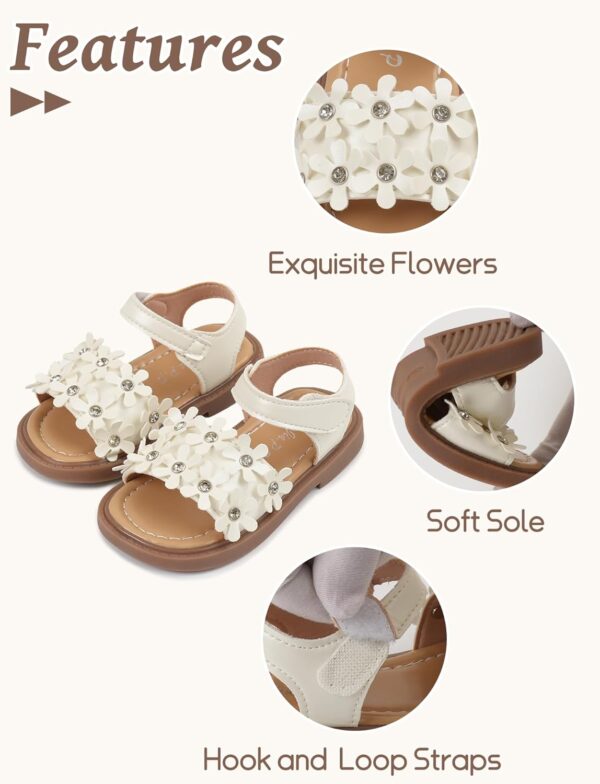 Toddler Little Girls Flower Open-Toe Flat Dress Sandals Summer Casual Shoes Elegant Princess Flat Sandals Kids Sandals - Image 2
