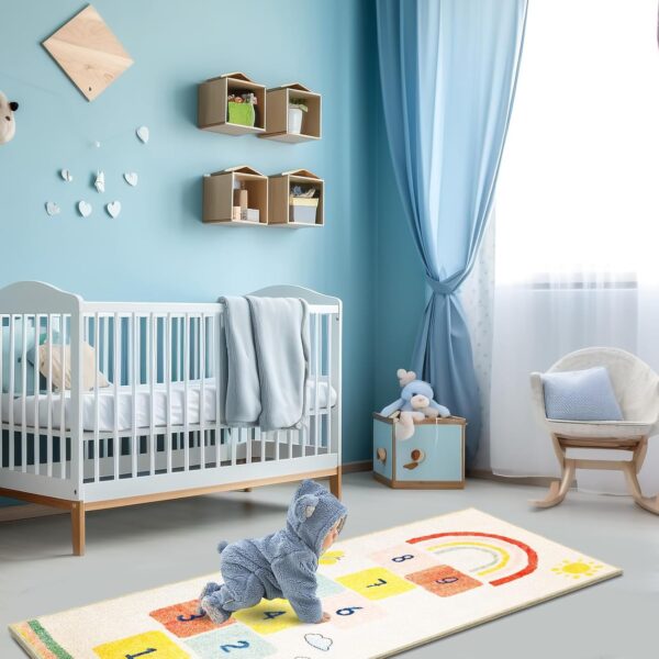 Rainbow Sky Hopscotch Game Rugs, Kids Bedrooms Rugs, Kids Play Mat Soft Floor Carpet for Bedroom Playroom Nursery,Great Gift for Girls & Boys (Rainbow Hopscotch, 120 * 170 CM) - Image 2