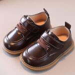 Unisex Kid's Kick T Bar Black School Shoes Baby Boys Buckle Shoes Leather School Uniform Shoes Baby First Walking Shoes - Image 2