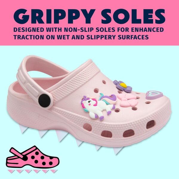 Girls Clogs Childrens Sandals with Removable Charms Kids Beach Pool Shoes - Image 5