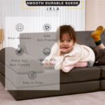 jela Kids Couch Large, Floor Sofa Modular Funiture for Kids Adults, Playhouse Play Set for Toddlers Babies, Modular Foam Play Couch Indoor Outdoor (57"x28"x18", Charcoal) - Image 5