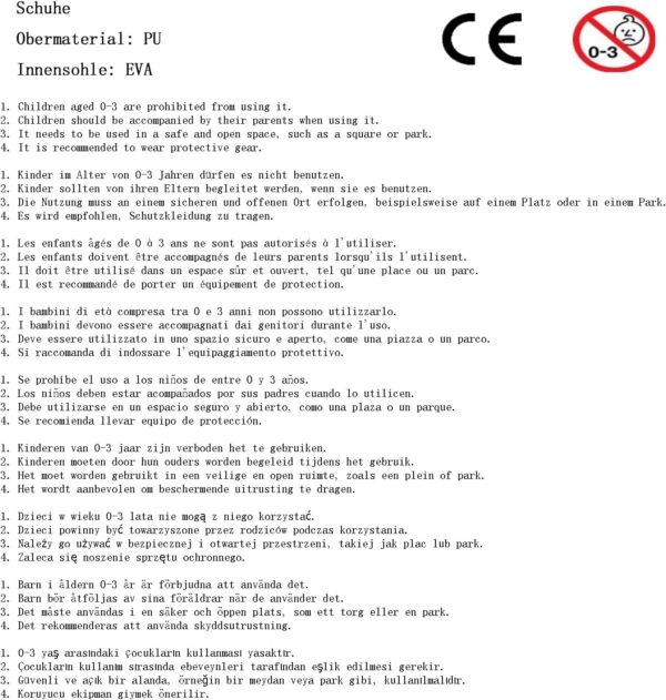 HUSKSWARE Roller Skates, 2-Wheel Skateboard Shoes, Adjustable Multifunctional Sports Shoes, USB Charging Mode, for Boys and Girls, Sizes 31-40 EU. - Image 8