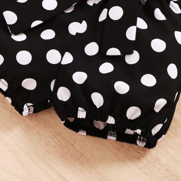Newborn Baby Girl Set Ruffled Sleeve Romper Polka Dots Shorts Bloomers Bowknot Headband Boutique Clothes, Yxx017a-black, 0- 3 Months - Image 7