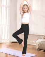 Witwot Girls Flared Leggings V Cross High Waisted Yoga Pants Kids Athletic Pants with Pocket - Image 7