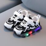 Toddler Light Up Trainers Slip On Mesh Breathable Little Boys Glitter Sneakers Casual Baby Girls Tennis Shoes Running Flashing Lightweight Outdoor - Image 2