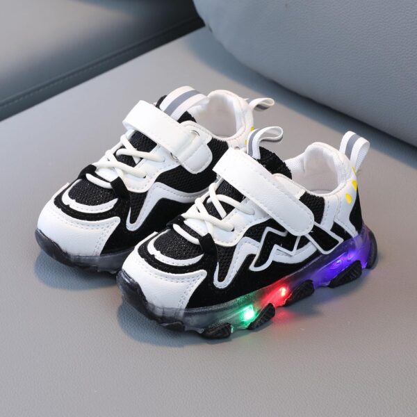 Toddler Light Up Trainers Slip On Mesh Breathable Little Boys Glitter Sneakers Casual Baby Girls Tennis Shoes Running Flashing Lightweight Outdoor - Image 2
