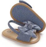 LUCKME Summer Slippers for Baby Girl,Toddler Infant Girls Sandals with Back Strap Bowknot Soft Sole Baby Shoes Open Toe Summer Kids Beach Sandals for 3-15 Months