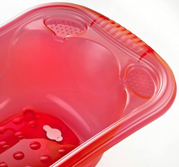 Large 50 Litre Aqua Clear Transparent Baby Bath Tub with Drainage Plug BPA Free (Pink) - Image 2