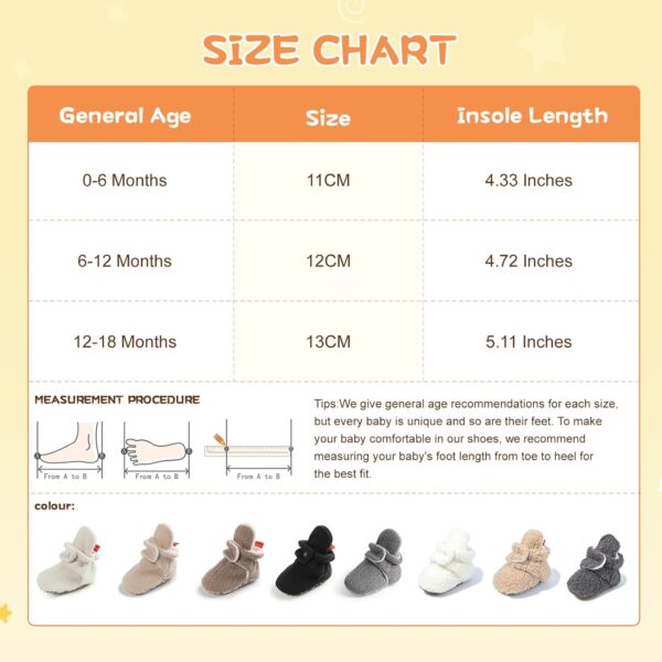 CENCIRILY Baby Girls Boys Booties Newborn First Walking Shoes Infant Winter Warm Boots Soft Sole Ankle Crib Shoe with 0-18 Months - Image 6