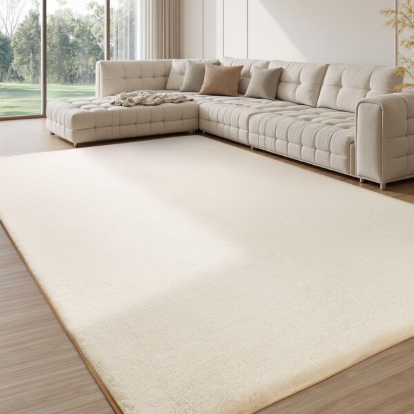 Rugs Living Room - Grey Area Rugs for Bedroom Faux Rabbit Fur Large Rug,Anti Slip Rug Large Floor Carpet Short Pile Area Rug for Living Room, Bedroom,Kids Room 160x230CM - Image 3