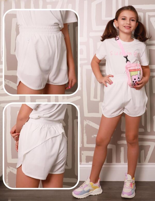 Arshiner Girls Summer Lightweight Sporty Shorts Kids Quick Dry Active Running Workout Shorts with Mesh Liner and Zip Pockets 5-12 Years - Image 6