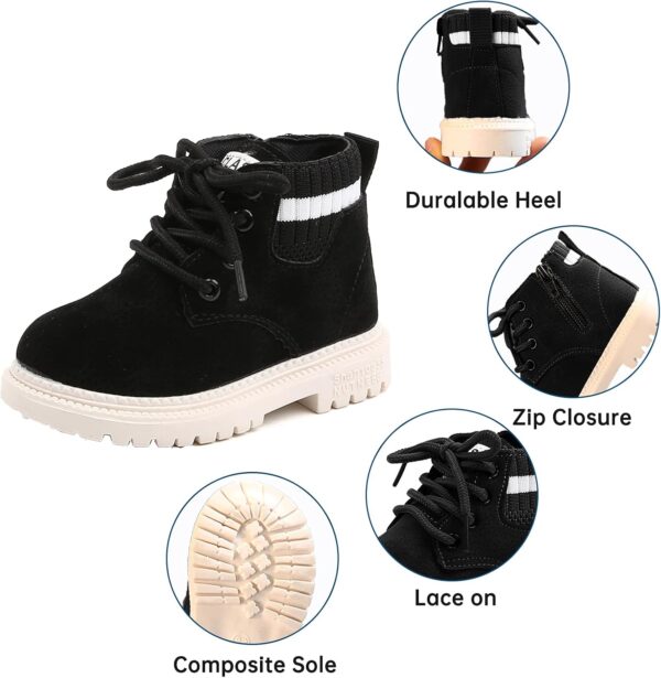 FEOYA Toddler Baby Boys Girls British Style Ankle Boots Suede Snow Boots Fur Lined Warm Shoe Lace Up Boots Shoes - Image 2