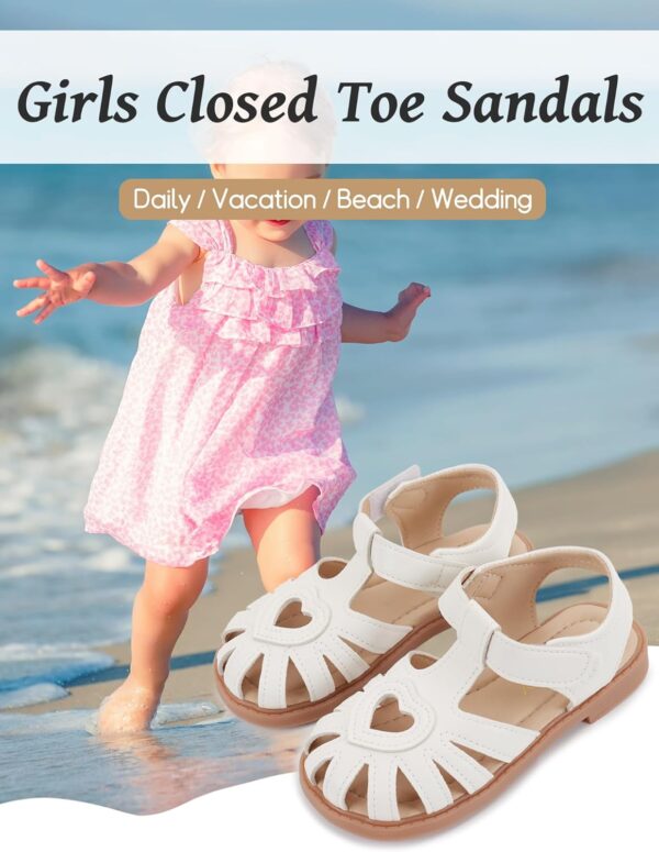 FEOYA Toddler Baby Sandals Non-Slip Closed Toe Flat Shoes Girls Summer Soft Sole First Walking Sandals Casual Classic Shoes Size 6-12 - Image 5