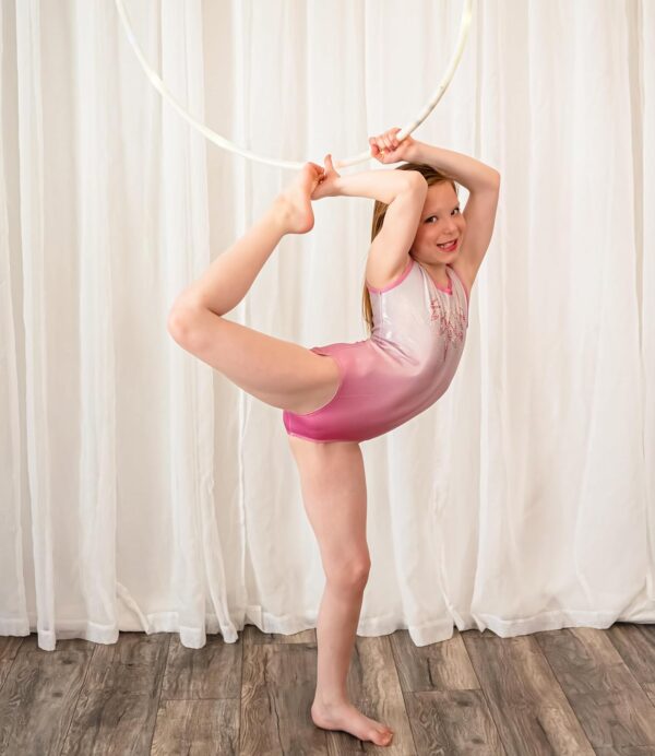 Gogokids Girls' Three-Piece Gymnastics Set, Sleeveless Leotards with Shorts and Hairband, Sparkling Ballet Dancing Unitards - Gymnastics Outfit with Gradient Color Design for 3-12 Years - Image 9