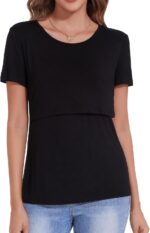 Sosolism Essential Nursing Tops Summer Breastfeeding Tshirt Short Sleeve Soft Feeding tee for Women