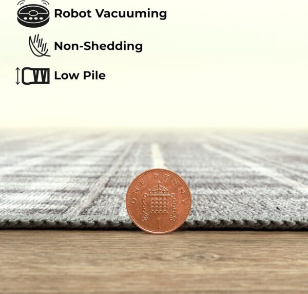 Arty Rugs Machine Washable Rug, 200x290cm, 75% Recycled Cotton, Short Pile, Non-Slip Backing, Non-Shedding, Area Rugs for Living Room, Bedroom, Kitchen, Hallway, Office, Silver Grey - Image 4