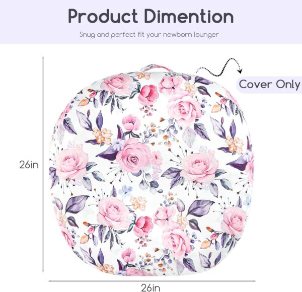 Newborn Lounger Cover for Boys Girls, Soft Comfortable Baby Lounger Cover 1 Pack Reversible Removable Fleece Slipover for Infant Lounger Pillow, Stylish Floral (Cover Only) - Image 6