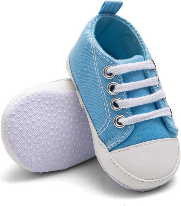 Toddler High Top Canvas Laces Up Infant First Walking Shoes Soft Flat Sole Baby Girls Trainers Breathable Boys Cute Lightweight Sneakers Outdoor - Image 7