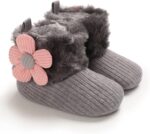 Baby Girls' First Walking Shoes Baby Shoes Baby Shoes Plus Velvet Warm Flowers Boots Fashion Non Slip Breathable Toddler Shoes Boots Boots Baby Slipper Socks 0 6 Monthsinfant Boots - Image 2