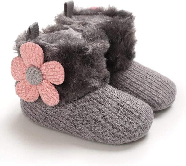 Baby Girls' First Walking Shoes Baby Shoes Baby Shoes Plus Velvet Warm Flowers Boots Fashion Non Slip Breathable Toddler Shoes Boots Boots Baby Slipper Socks 0 6 Monthsinfant Boots - Image 2